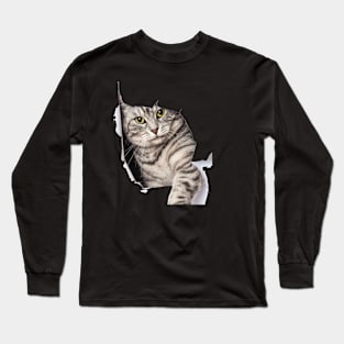 Cat's Window: Ripped Paper Glimpse Long Sleeve T-Shirt